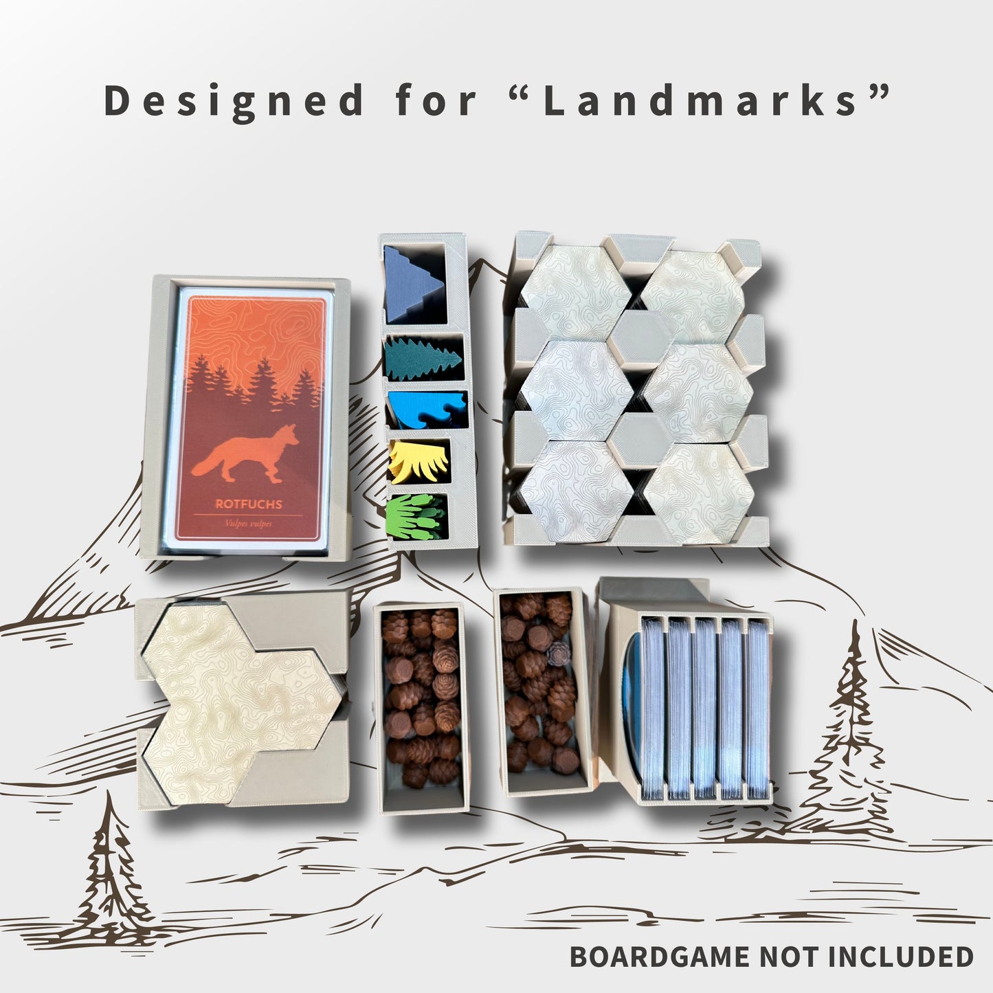 Cascadia Inlay - Boardgame Organizer ( + Landmarks )